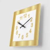 Gold Rahmen und Zahlen | Hintergrundfarbe auswähle Quadratische Wanduhr (Winkel)