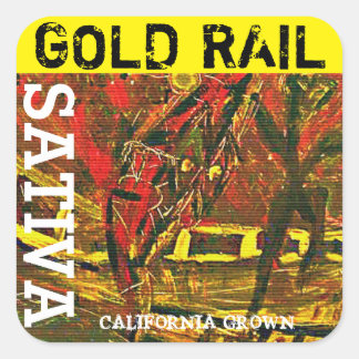 GOLD RAIL SATIVA QUADRATISCHER AUFKLEBER