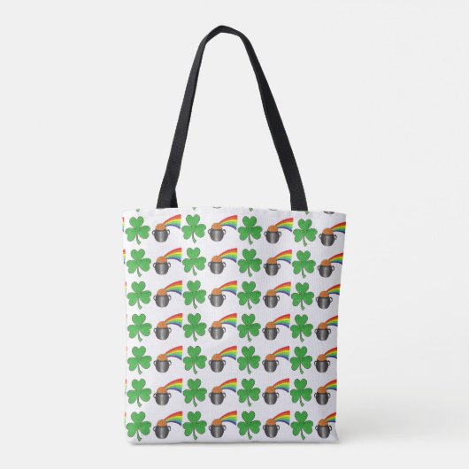 Gold Rainbow Kleeblatt St. Paddy's Day Tasche (Rückseite)