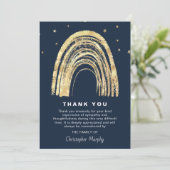 Gold Rainbow & Stars Beileid Beerdigung Dankeskarte (Stehend Vorderseite)
