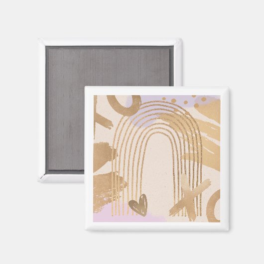 Gold Rainbow XOXO Formen Collage Magnet (Vorderseite/Rückseite)