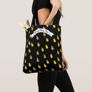 Gold Raindrop Rainy Day Pattern Tasche