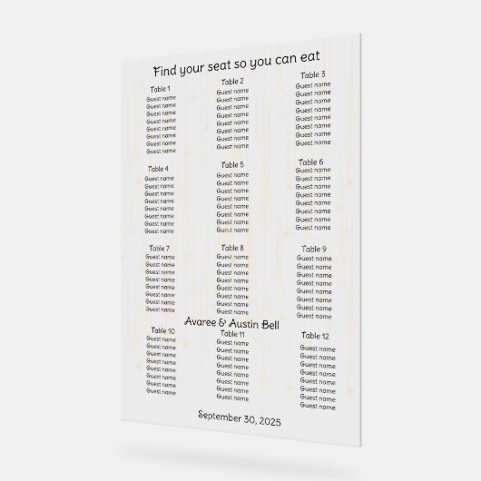 Gold Rainfall String Lichter Hochzeitsdiagramm Acrylschild (Winkel)