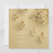 Gold Ramadan Crescent Moon and Lanterns Einladung (Rückseite)