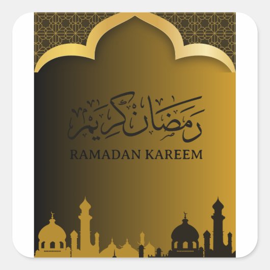 Gold Ramadan Kareem 2024 Quadratischer Aufkleber (Vorderseite)