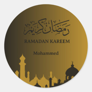 Gold Ramadan Kareem 2025 Kosten für Ihren Namen Runder Aufkleber