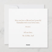 Gold Ramadan Mubarak Crescent Moschee Feiertagskarte (Rückseite)