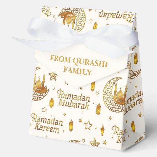 Gold Ramadan Mubarak Pattern with Custom Name Geschenkschachtel (Vorderseite)