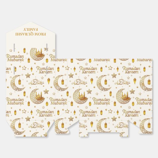 Gold Ramadan Mubarak Pattern with Custom Name Geschenkschachtel (Ungefaltet)