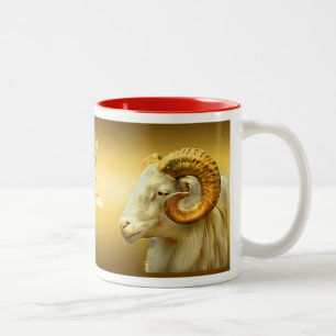 Gold Ram's Head & Chinese Symbol, Jahr der Ram Zweifarbige Tasse