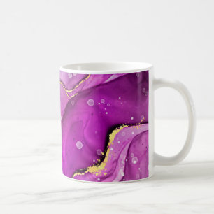 Gold, rauchiges Blau und rot-lila flüssige Tinte Kaffeetasse