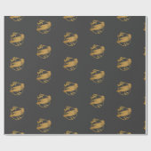 Gold Raven/Crow auf Grau | Geschenkpapier (Flach)