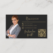 Gold Real Anwesen Agent Visitenkarten mit QR-Code Visitenkarte (Rückseite)