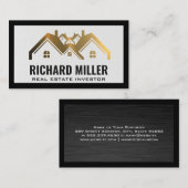 Gold-Real-Anwesen-Logo | Anleger von Immobilien Visitenkarte (Vorne/Hinten)