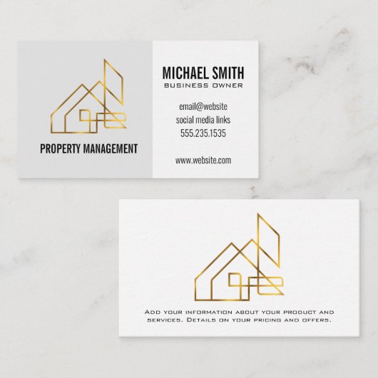 Gold Real Anwesen Logo Business Card Visitenkarte (Vorne/Hinten)