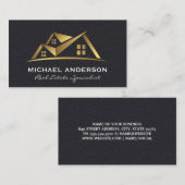 Gold-Real-Anwesen-Logo | Leder Visitenkarte (Vorne/Hinten)