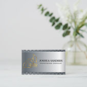 Gold-Real-Anwesen-Logo | Metallhintergrund Visitenkarte (Stehend Vorderseite)