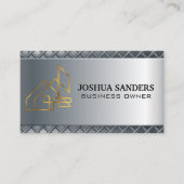 Gold-Real-Anwesen-Logo | Metallhintergrund Visitenkarte (Vorderseite)