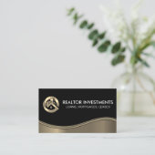 Gold-Real-Anwesen-Logo | Metallwelle Visitenkarte (Stehend Vorderseite)