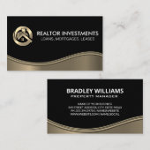 Gold-Real-Anwesen-Logo | Metallwelle Visitenkarte (Vorne/Hinten)