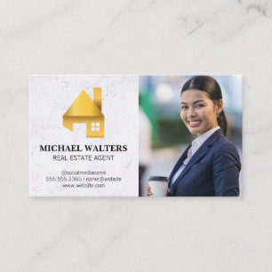 Gold Real Estate Logo Business Woman Visitenkarte