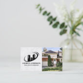 Gold Realtor-Logo | Wohnzimmer | Wohnhaus Visitenkarte (Stehend Vorderseite)