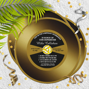 Gold Record Vinyl 45 Geburtstagsparty Einladung
