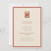 Gold Rectangle Double Happiness Chinese Wedding Einladung (Rückseite)
