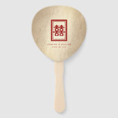 Gold Rectangle Double Happiness Chinese Wedding Fächer (Vorderseite)