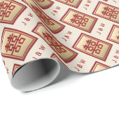 Gold Rectangle Double Happiness Chinese Wedding Wr Geschenkpapier (Rolleneckpunkt)