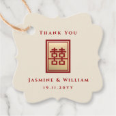 Gold Rectangle Double Happy Chinese Wedding Gi Geschenkanhänger (Vorderseite)