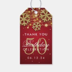 Gold Red 50. Geburtstag Vielen Dank Winter Glitzer Geschenkanhänger