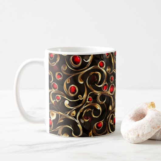 Gold Red Abstrakt Pattern Kaffeetasse (Mit Donut)