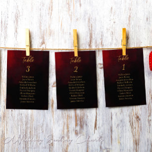 Gold Red and Black Wedding Seating Chart Card Kart Einladung