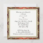 Gold Red Art Deco Damask Wedite Einladung (Rückseite)