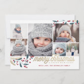 Gold Red Berries 6 FotoCollage | Frohe Weihnachten (Vorderseite)