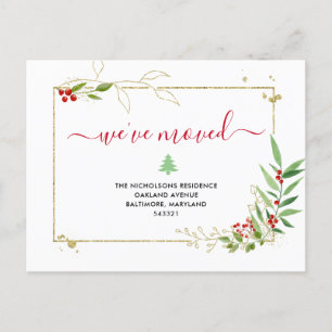 Gold Red Berry New Zuhause Wir haben uns bewegt Ankündigungspostkarte