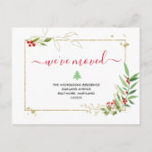 Gold Red Berry New Zuhause| Wir haben uns bewegt Ankündigungspostkarte (Vorderseite)