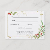 Gold Red Berry Weihnachtsgeschenk Rabattkarte (Rückseite)