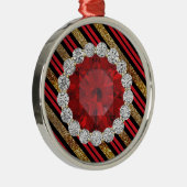 Gold Red & Black Imitats Glitzer Ruby & Diamonds Ornament Aus Metall (Rechts)