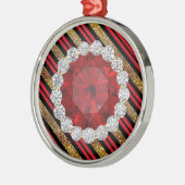 Gold Red & Black Imitats Glitzer Ruby & Diamonds Ornament Aus Metall (Links)