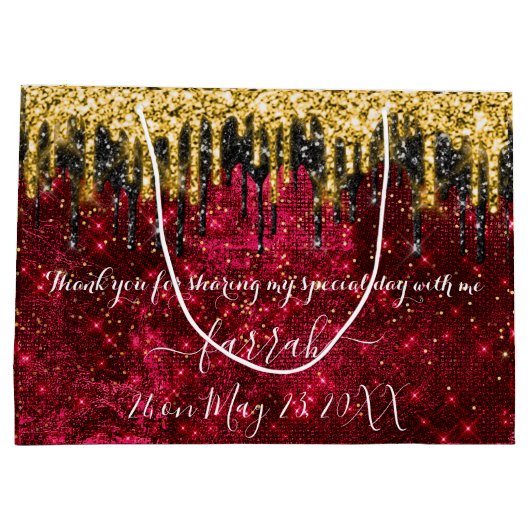 Gold Red Black Tropfens bevorzugen große Geschenkt Große Geschenktüte (Rückseite)