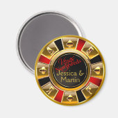 Gold, Red & Black Vegas Casino Chip Gefallen Magnet (Vorderseite/Rückseite)