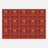 Gold & Red Bow Kundenname Weihnachten Geschenkpapier Set (Vorderseite)