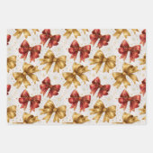 Gold Red Bows Christmas Geschenkpapier Set (Vorderseite 2)
