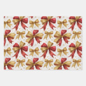 Gold Red Bows Christmas Geschenkpapier Set (Vorderseite)