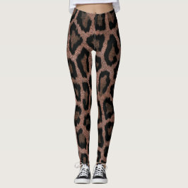Gold Red Brown Black Leopard Animal Print Leggings