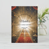 Gold Red Carpet 16 . Geburtstag Classy Birthday Einladung (Stehend Vorderseite)