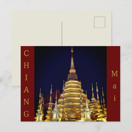 Gold & Red Chiang Mai Postkarte (Vorne/Hinten)