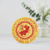 Gold Red Chinese New Year of the Rat 2020 Einladung (Stehend Vorderseite)